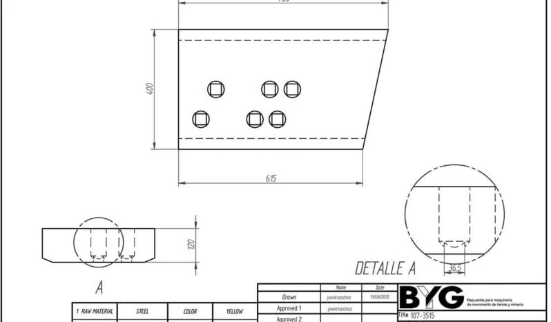 
								1073515 Caterpillar Heavy Duty Dozer End Bit LH 700mm long full									