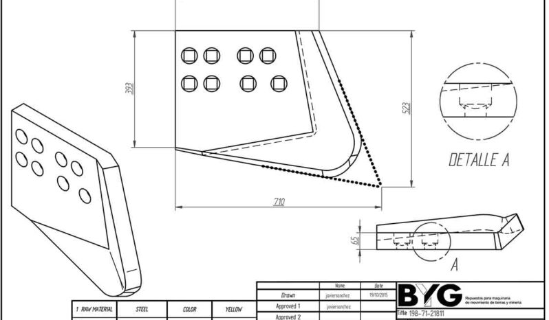 Komatsu D475 Dozer End Bit LH 710mm long