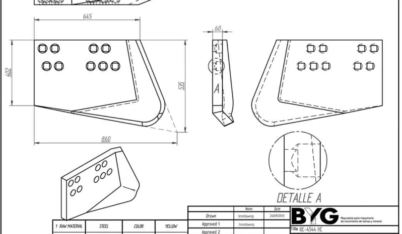 8E4544 Caterpillar General Duty Dozer End Bit LH 860mm long